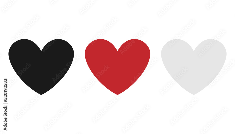 Heart vector collection. Love symbol icon set. illustration