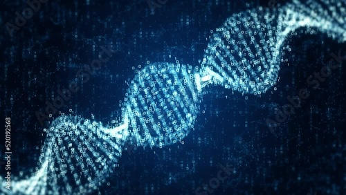 DNA Storage or Data Storage concept with numeric representation of dna structure over binary background