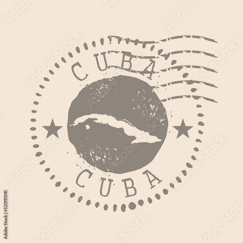 Stamp Postal of Cuba. Map Silhouette rubber Seal.  Design Retro Travel. Seal of Map  Cuba grunge  for your design.  EPS10