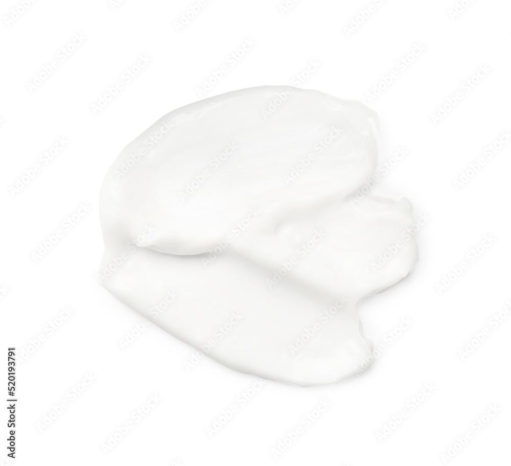 Sample of face cream on white background, top view Sample of face cream on white background, top view