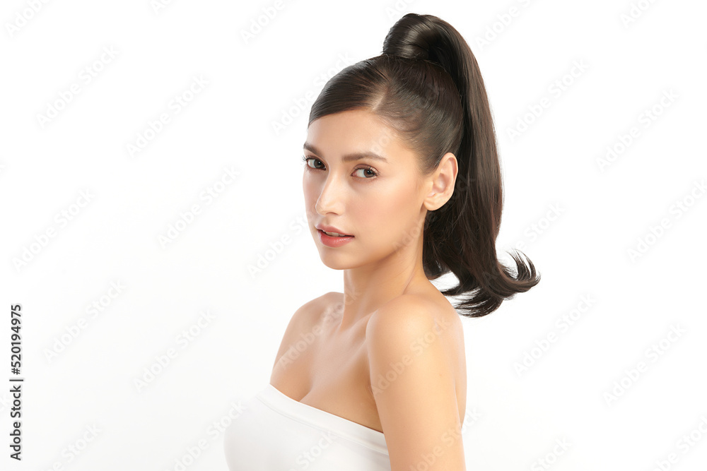 Beautiful young asian woman with clean fresh skin on white background, Face care, Facial treatment, Cosmetology, beauty and spa, Asian women portrait. Beautiful young asian woman with clean fresh skin on white background, Face care, Facial treatment, Cosmetology, beauty and spa, Asian women portrait.