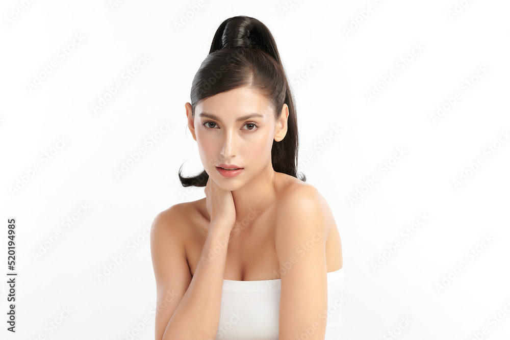 Beautiful young asian woman with clean fresh skin on white background, Face care, Facial treatment, Cosmetology, beauty and spa, Asian women portrait. Beautiful young asian woman with clean fresh skin on white background, Face care, Facial treatment, Cosmetology, beauty and spa, Asian women portrait.
