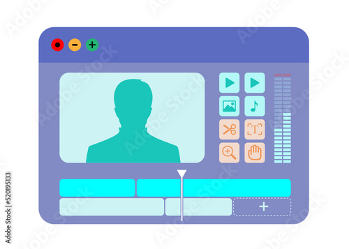 Screen application Video Editing for editors. Post Production timeline editing. Video Timeline display.