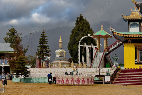 Bombed. Eastern India. February 03, 2016. The fascinating beauty of the architecture of the Shilipam Monastery in Arunachal Pradesh on the southern foothills of Tibet. photo