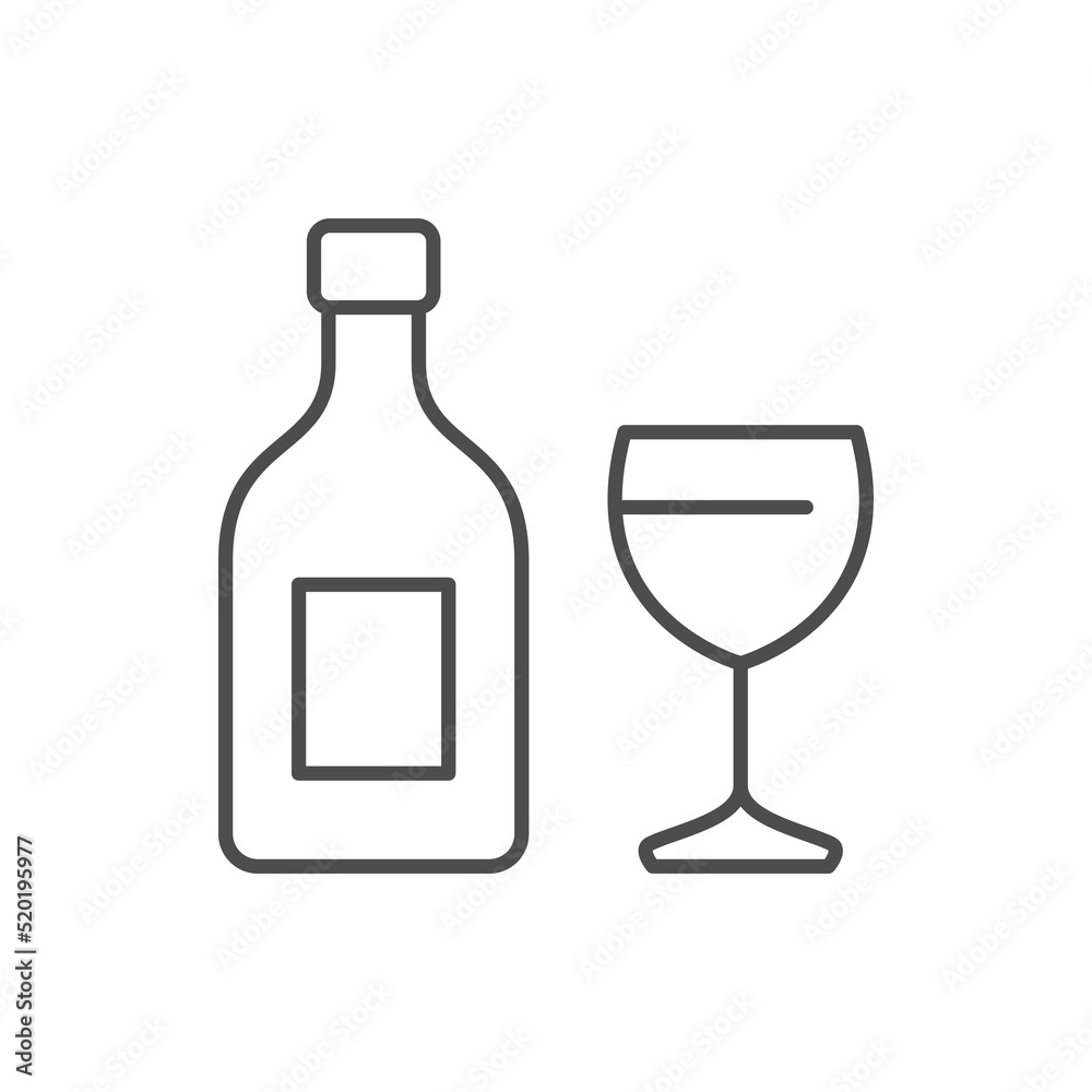 Alcohol with glass line icon Alcohol with glass line icon
