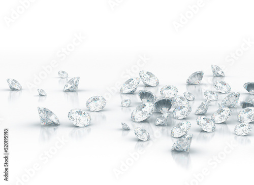 Large group of diamonds on white background