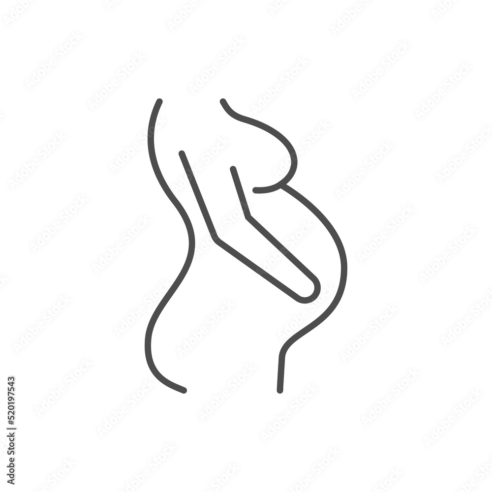 Pregnant woman line outline icon