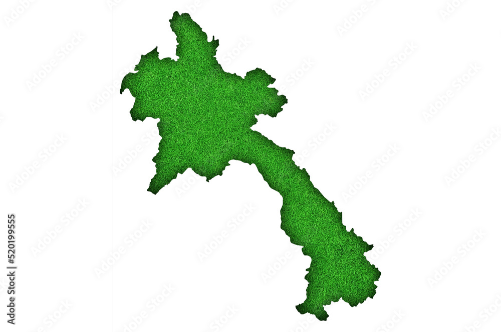 Karte von Laos auf grünem Filz