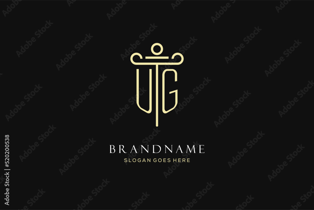 Luxury modern monogram UG logo for law firm with pillar icon design ...