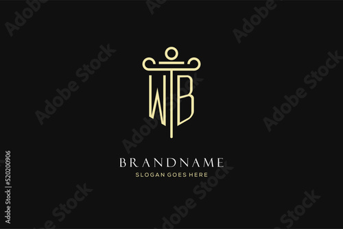 Luxury modern monogram WB logo for law firm with pillar icon design style photo