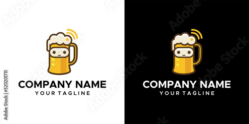 a graphic image of beer, signal and robot themed. black and white background. vector graphics base.