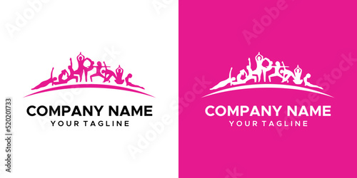 a graphic image of a gymnastics movement, on a pink and white background. vector graphics base.