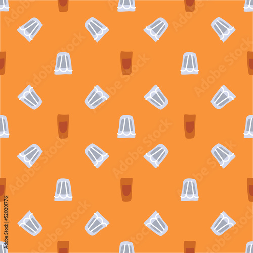 Vodka and rum glass seamless pattern, great design for any purposes. Doodle style. Hand drawn image. Repeat template. Party drinks concept. Freehand drawing. Cartoon sketch graphic draft