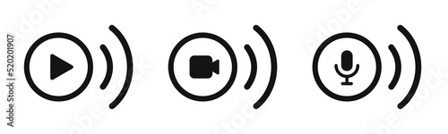 Live webinar icons set. Live Stream. Online conference. Virtual meeting. Vector illustration