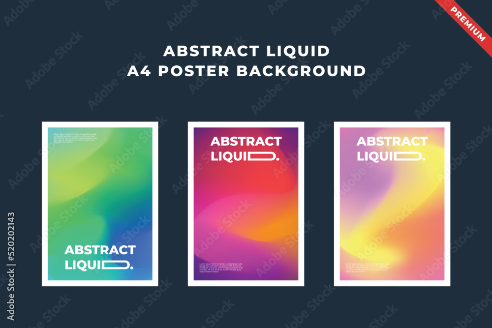 Modern abstract liqiud a4 poster background. Trendy gradient fluid. Editable and printable template
