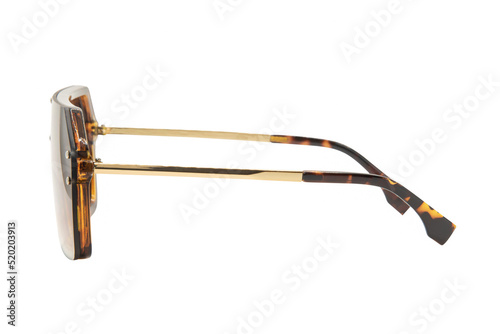 Oversized Shield Sunglasses Flat Top brown lens tortoise Rimless Glasses For Women and Men side view