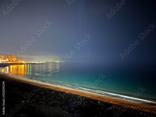 Night seascape over the mediterranean sea