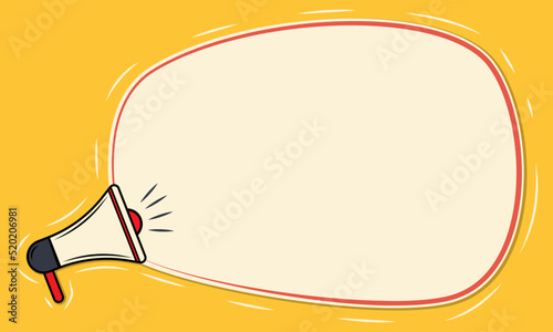 Loudspeaker with bubble speech for copy space text vector flat design, megaphone empty blank template message, important announcement notice message in loud shout screaming information.