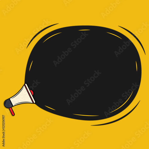 Loudspeaker with bubble speech for copy space text vector flat design, megaphone empty blank template message, important announcement notice message in loud shout screaming information.