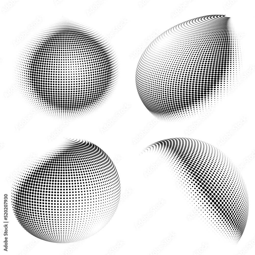 Set Design elements symbol Editable icon - Halftone circles, halftone dot pattern on white background. Vector illustration eps 10 frame with black abstract random dots for technology, electronic