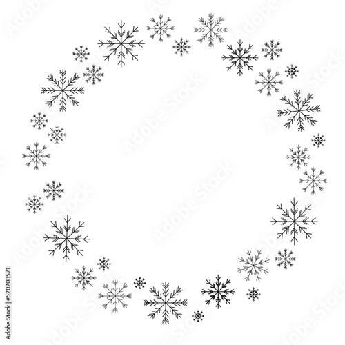 Snawflakes christmas monogram wreath svg, Winter round border