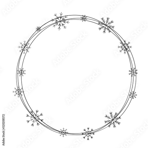 Snawflakes circle christmas wreath svg, Round winter border