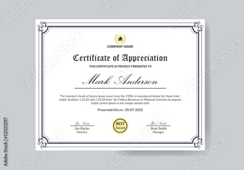 Professional Business Appreciation certificate design