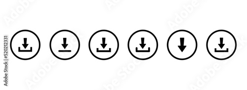 Download icon. Vector isolated elements. Black vector download web sign. Technology concept. Vector black isolated arrows