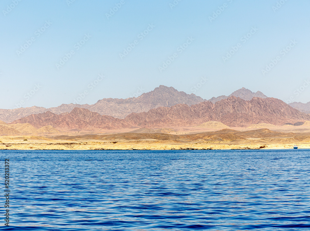 View to the shore near Sharm el Sheikh from the Red sea