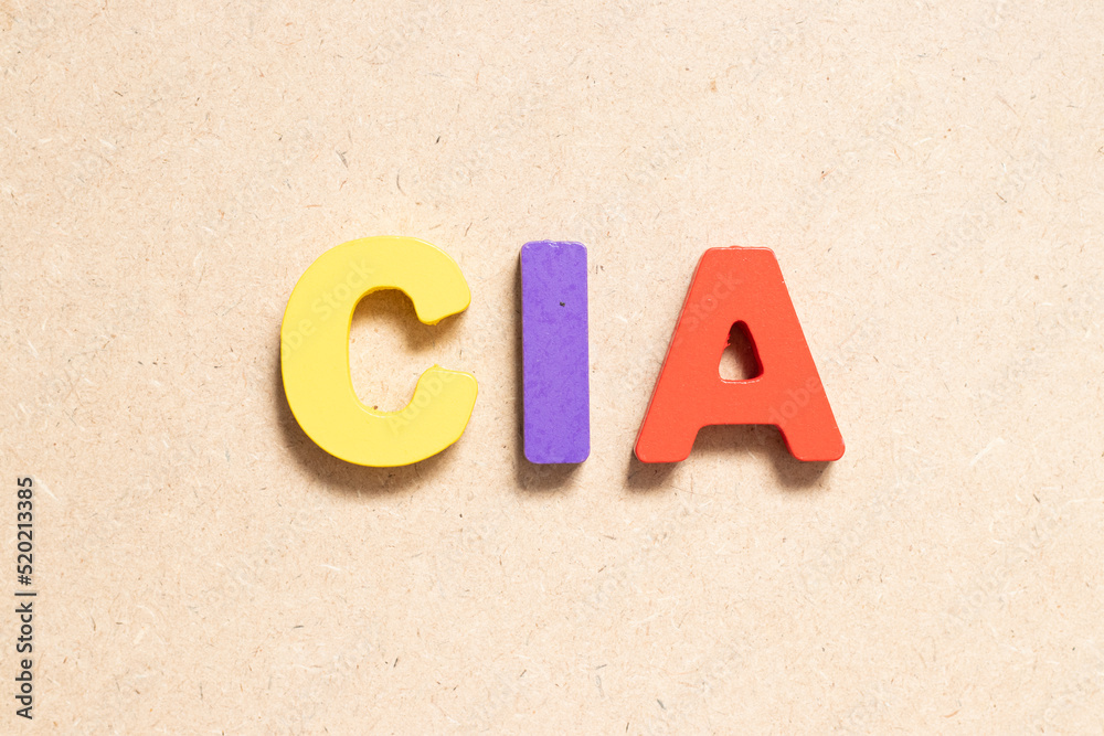 Color alphabet letter in word CIA (abbreviation of certified internal auditor) on wood background - obrazy, fototapety, plakaty 