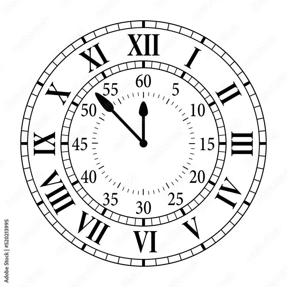 Watch face with hour and minute hands Watch face with hour and minute hands