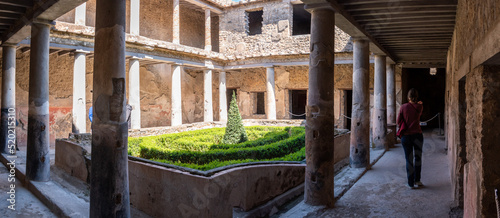 POMPEII, ITALY - MAY 04, 2022 - Yard in a typical Roman villa of the ancient Pompeii, Italy photo