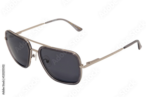 Silver Metal grey frame square sunglasses black polarized shades for men and women top front view