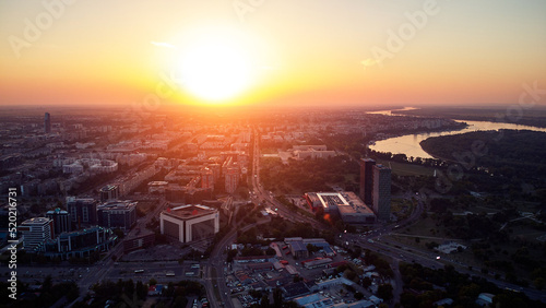 Aerial view of Belgrade, capital of Serbia.