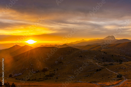 Stunning sunset over Gran Sasso National Park of Abruzzo  Italy