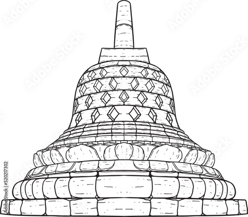 Stupa Line Art Drawig for Coloring Page - Book
