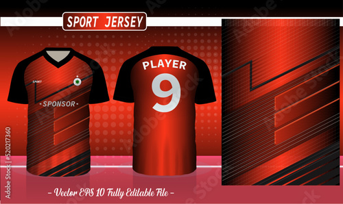 Sports jersey template for team uniforms can be used for badminton, football and basketball in front and back view.  Tshirt mock up for sport club. Vector Illustration.