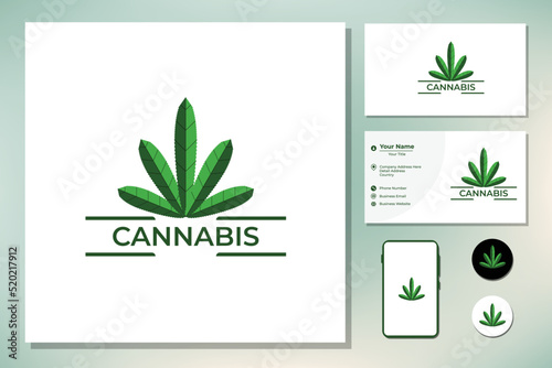 Cannabis leaf vector icon logo design illustration