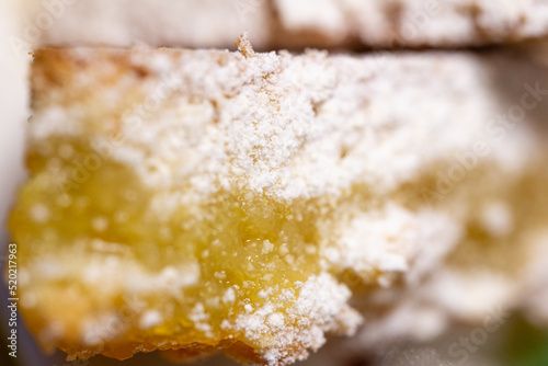 Texture of fluffy sponge cake, close up view