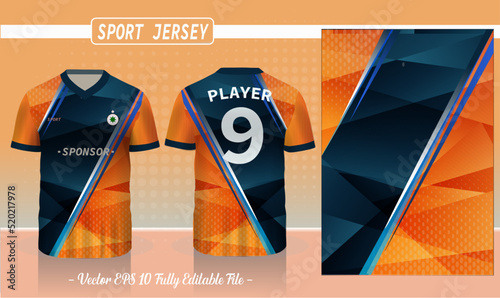 Sports jersey template for team uniforms can be used for badminton, football and basketball in front and back view.  Tshirt mock up for sport club. Vector Illustration.