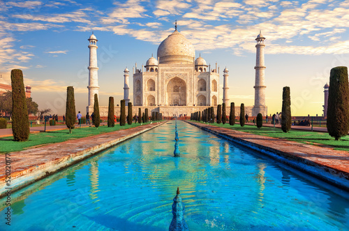 Obraz na płótnie Wonder of the world of India, Taj Mahal Mausoleum, Uttar Pradesh, Agra w salonie