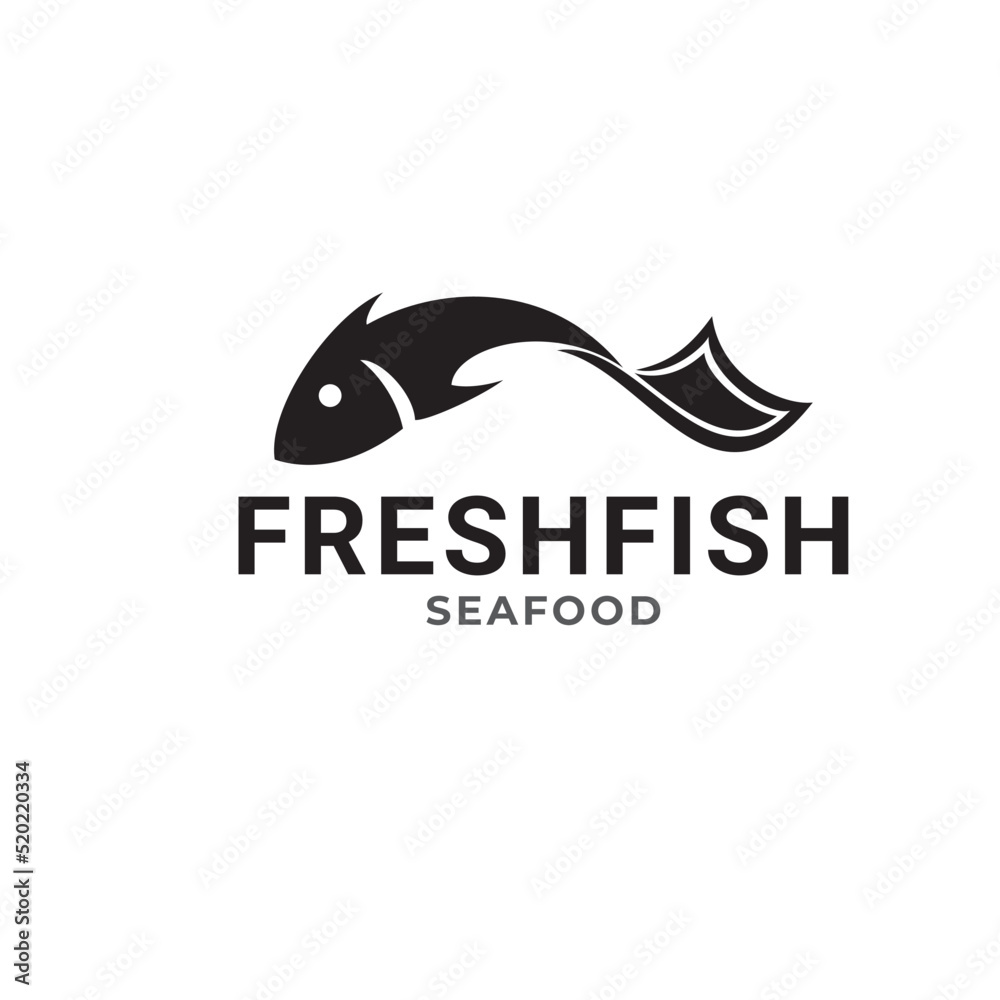 Fototapeta premium Fresh fish vector design logo template. Seafood restaurant idea.