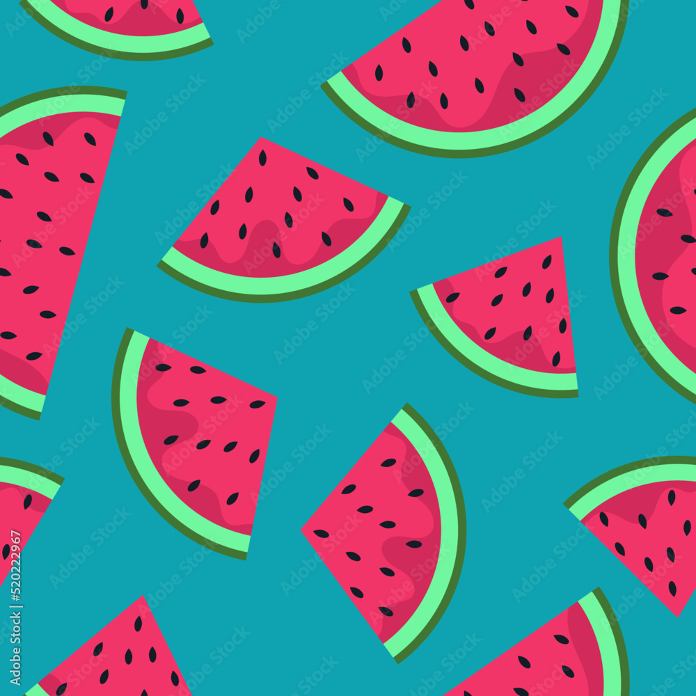 Seamless watermelons pattern. Vector background. Flat design.