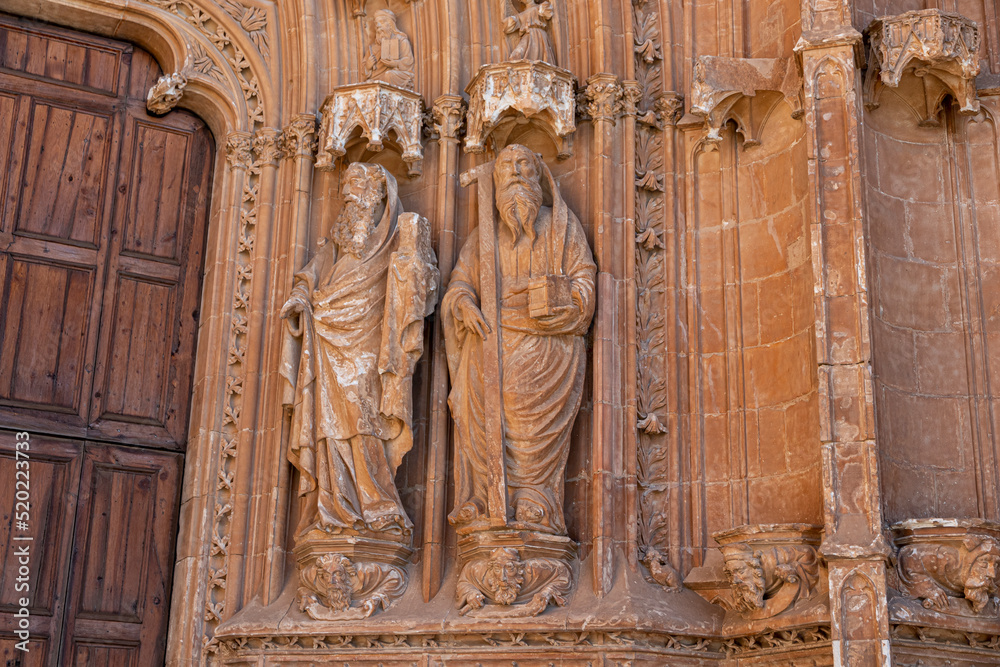 Palma de Mallorca, Spain. The Portal del Mirador facade of the Gothic Cathedral of Santa Maria
