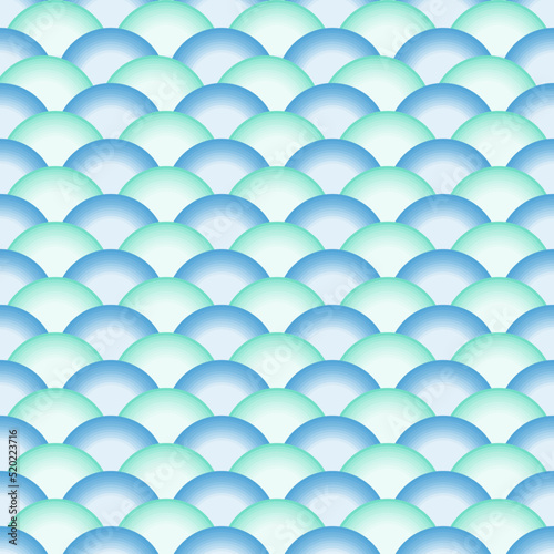 Illustrator vector of gradient green and blue seamless fish scale,abstract wave background