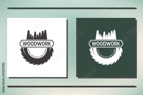 Wood work logo design template.creative badge for woodwork company