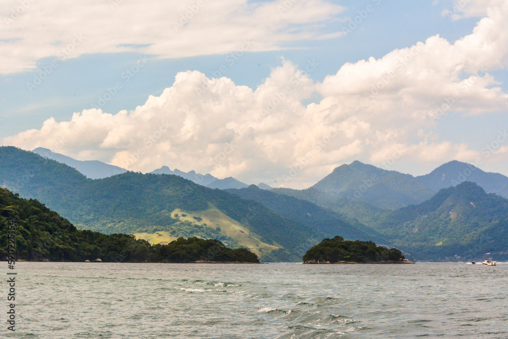 View of mountains at the coast of Angra dos Reis town, State of Rio de Janeiro, Brazil. Taken with Nikon D7100 18-200 lens, at 52mm, 1/640 f 20.0 ISO 800. Date: Feb 10, 2016