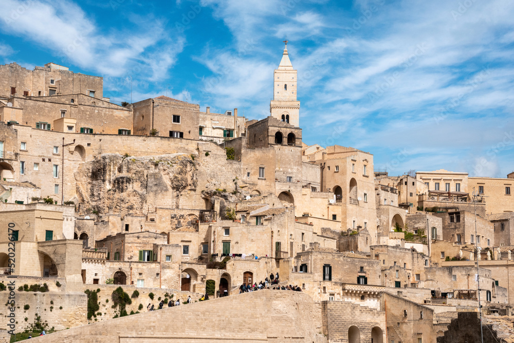 Scenic view of famous historic downtown Matera in Southern Italy