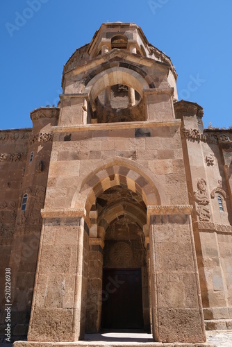 Close up Akdamar Church (the Church of the Holy Cross) is located on Ahtamar Island in Lake Van within borders of Gevaş District of Province of Van. 