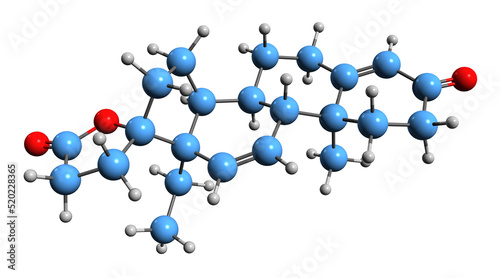  3D image of dihydrocanrenone skeletal formula - molecular chemical structure of  synthetic, steroidal antimineralocorticoid isolated on white background
 photo